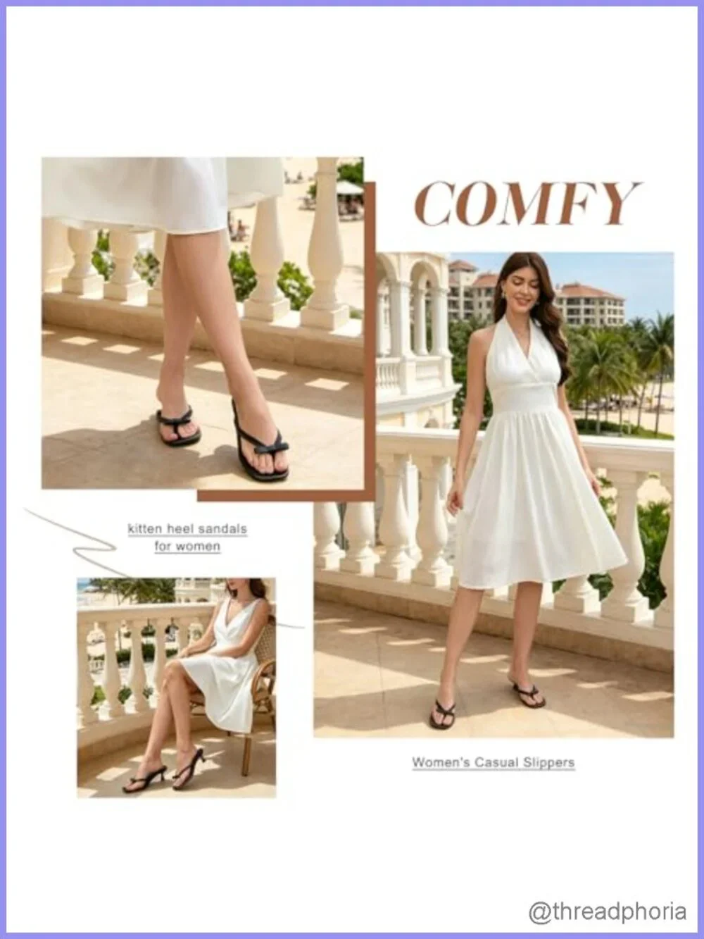 Kitten Heel Slip-On Sandals with Bow - Faux Leather Open Toe
